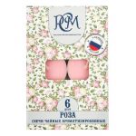 Свеча чайная Розовый роза 3,9х1,25см 6шт/уп в гильзе 1300604