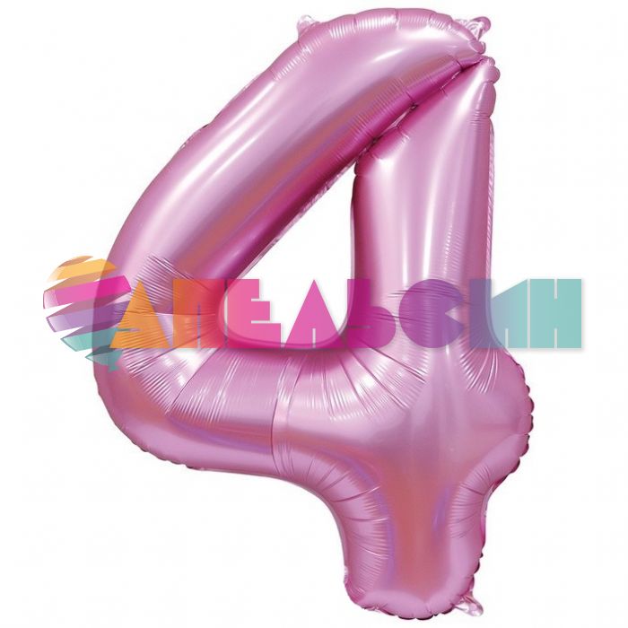 Шар цифра Розовый Е40"/102см сатин 4 (Китай) 1207-3275