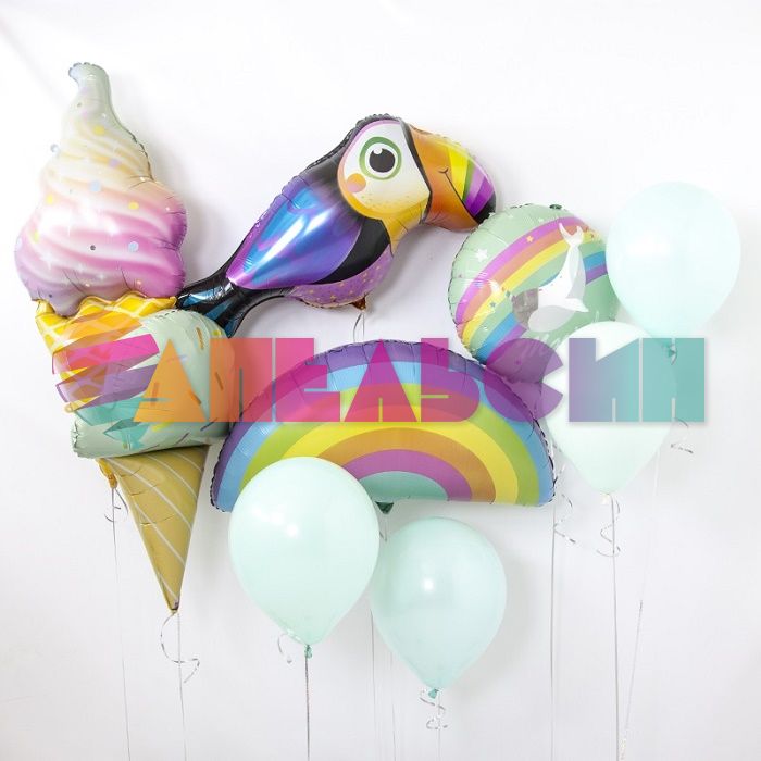 Шар фигура Мороженое искрящееся FL47"/119см (Китай) 15487