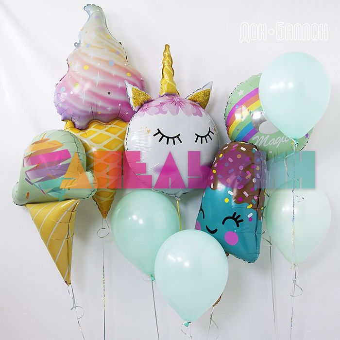 Шар фигура Мороженое искрящееся FL47"/119см (Китай) 15487