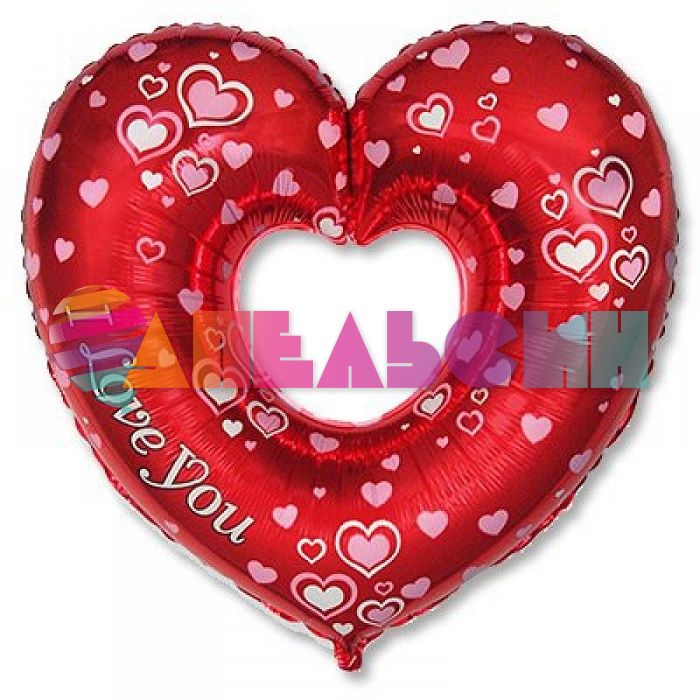 Шар сердце Красный Я люблю тебя ILY F34"/88см полый (Испания) 901746-РАСПРОДАЖА
