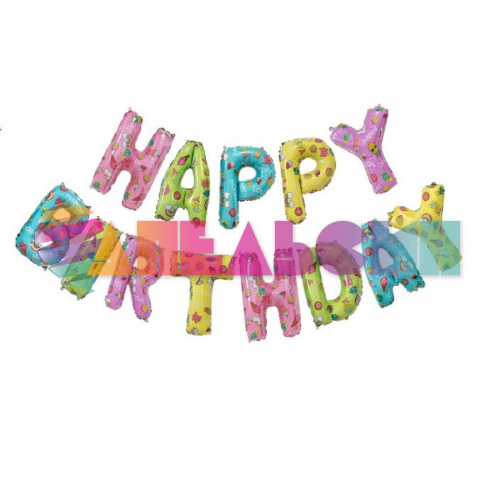 Надпись из шаров HAPPY BIRTHDAY ассорти веселые картинки FL14"/36см (Китай) 17543