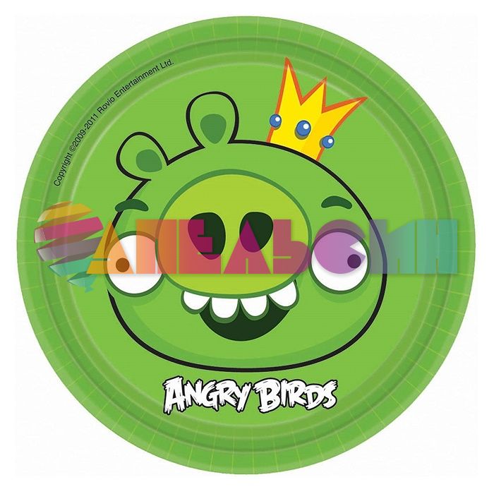 Тарелка Злые птички Angry Birds Король свиней 17см 8шт/уп картон 1502-1114