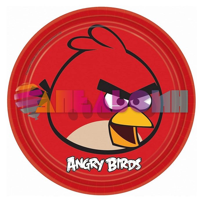 Тарелка Злые птички Angry Birds Красная птичка 23см 8шт/уп картон 1502-1115-СТОК