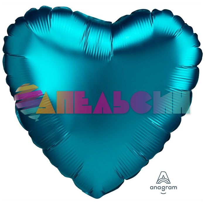 Шар сердце Бирюза A18"/46см Aqua (США) сатин 1204-1070