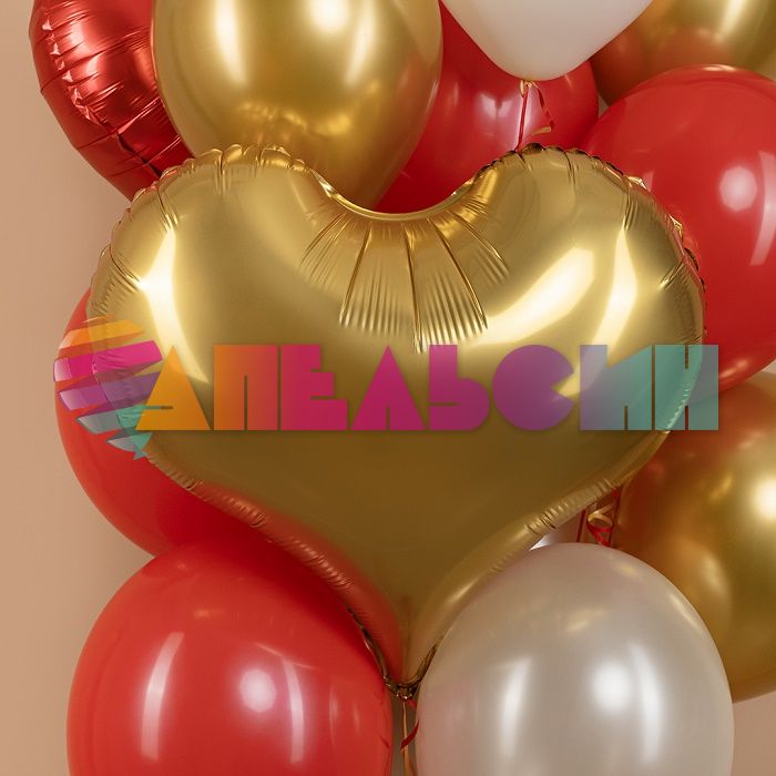Шар сердце Золото FL24"/61см LUX (Китай) сатин 24847