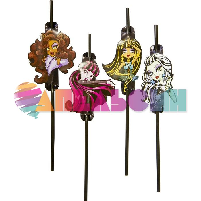 Трубочка для кокт Монстер Хай/ Monster High 8шт/уп пластик 1502-1333