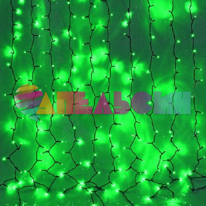 ЭГ занавес 2х3м Зеленый LED 705979