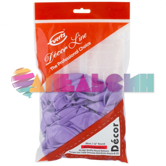 Шар пастель Сиреневый Э12"/30см (760) Blueberry 50шт/уп (Малайзия) макарунс 1102-1836