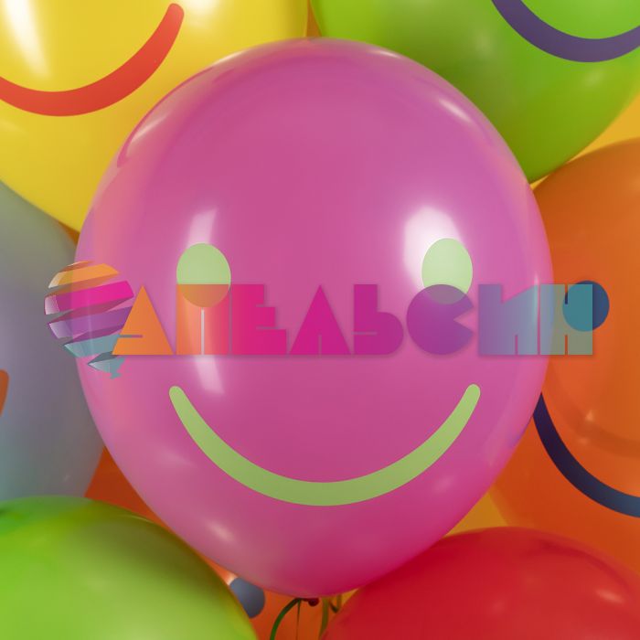 Шар латекс Смайлы ассорти 12"/30см 25шт/уп (Китай) 512-046