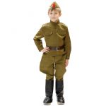 Костюм Военный 5в1 (гимнастерка, брюки, сапоги, ремень, пилотка) 140-150см 2272 2086311-ПРОКАТ