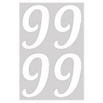 Наклейка цифра Белый 9 13см 4шт/лист 1968-13-бел-9