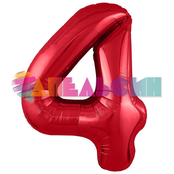 Шар цифра Красный AG40"/102см 4 Slim (Россия) 756300