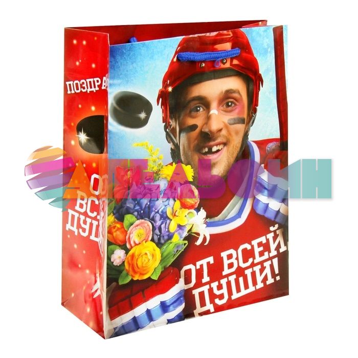 Пакет От всей души Хоккеист 23х27см 838386-РАСПРОДАЖА