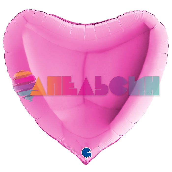 Шар сердце Розовый G09"/23см фуксия (Италия) 09001F