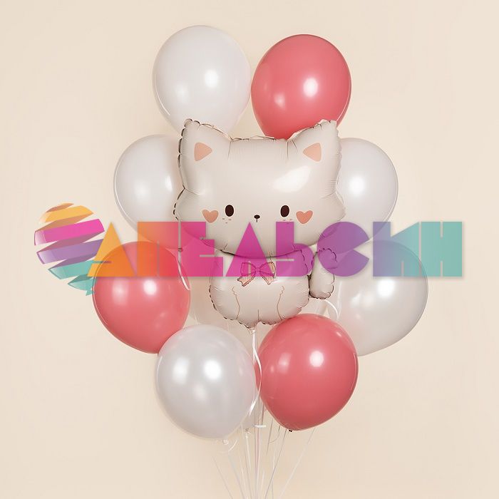 Шар фигура Кошечка с бантиком G22"/56см (Италия) G72254