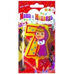 Свеча для торта Маша и Медведь яркая 7 18763-СТОК