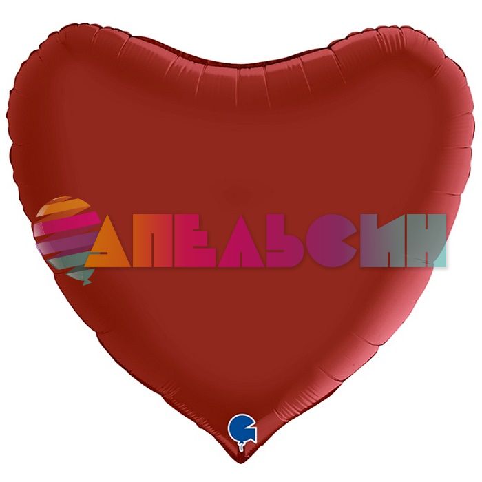 Шар сердце Красный G36"/91см рубиновый Rubin Red (Италия) сатин 1204-1191 360S05RR