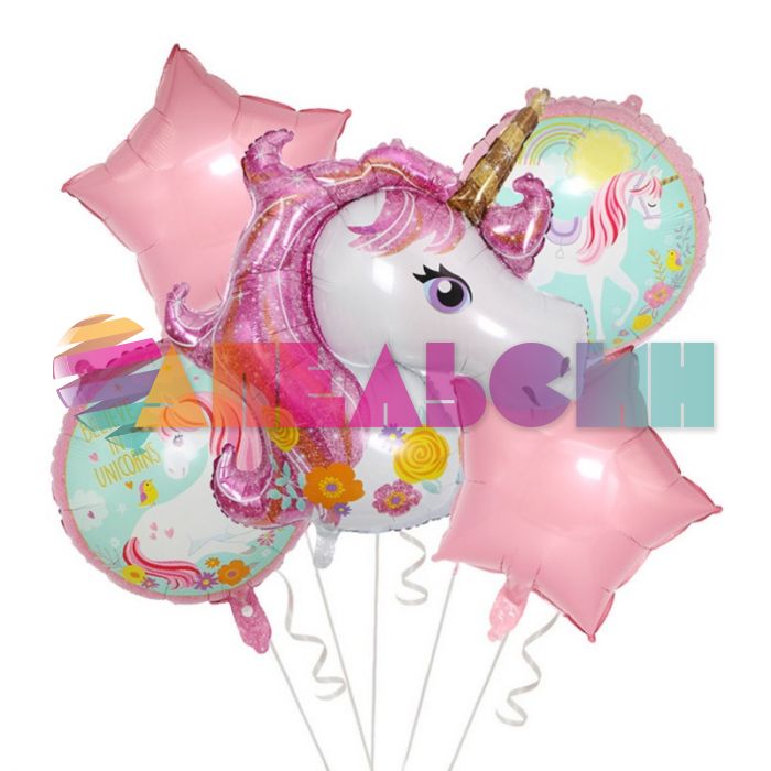 Шар голова Единорог цветочный FL46"/117см (Китай) QQLY-B0427 15126