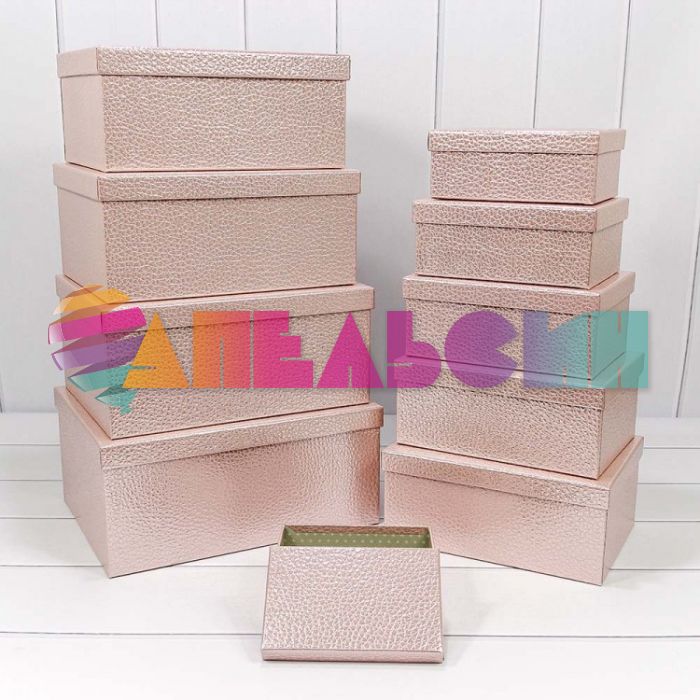 Коробка Розовый металлик фактура кожи 22,8х30х13,3см прямоугольник 721604/0029-3