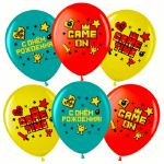 Шар латекс Пиксели Game Time С ДР 12"/30см 25шт/уп (Китай) 711469