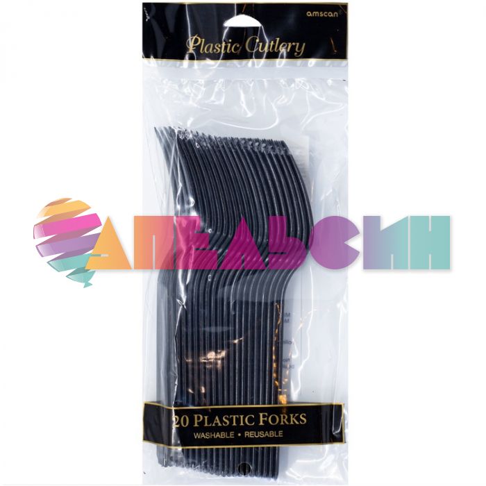 Вилка Черный Jet Black 20шт/уп пластик 1502-3242