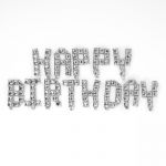 Надпись из шаров HAPPY BIRTHDAY серебро пиксели FL16"/41см (Китай) 7828863