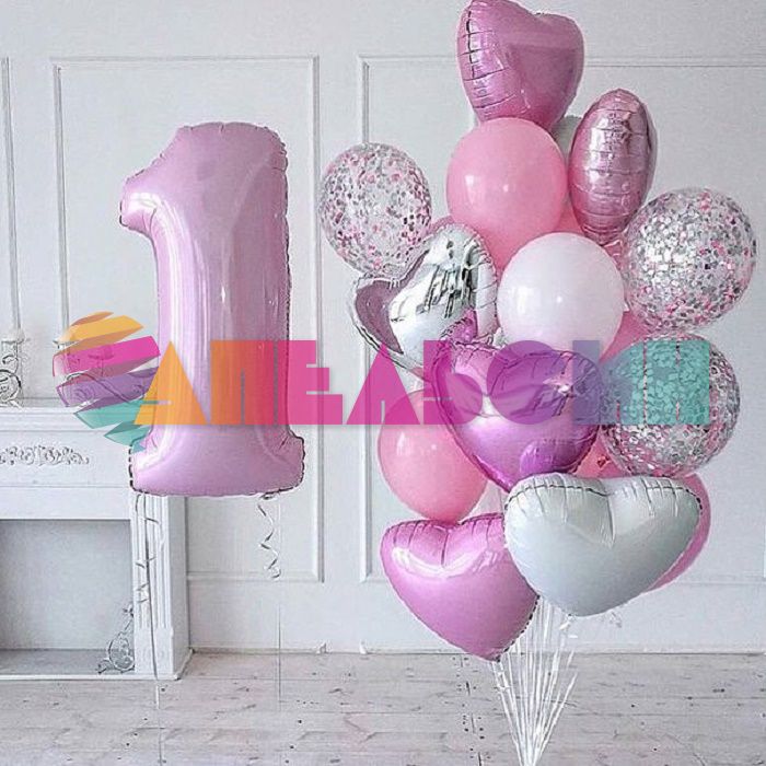 Шар цифра Розовый F40"/102см Baby 1 (Испания) 1207-2837 901761RS