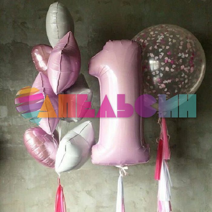 Шар цифра Розовый F40"/102см Baby 1 (Испания) 1207-2837 901761RS