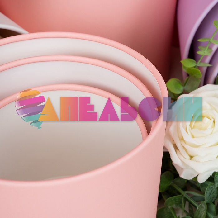 Коробка Розовый d=18см h=17см цилиндр без крышки 2050697-2