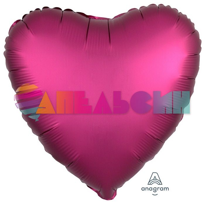 Шар сердце Красный A18"/46см гранат Pomegranate (США) сатин 1204-0637