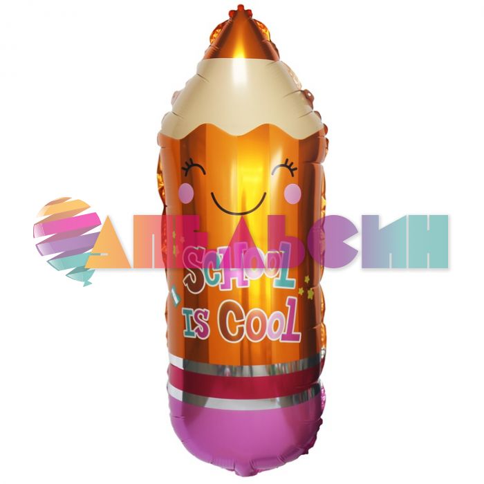 Шар фигура Карандаш School is cool оранжевый FL30"/76см (Китай) 20393