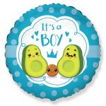 Шар фольга Рождение мальчика Семья авокадо It's a BOY F18"/46см (Испаия) 401605