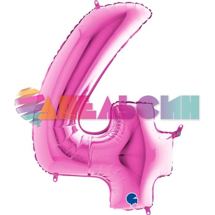 Шар цифра Розовый G40"/102см 4 (Италия) 1207-2182