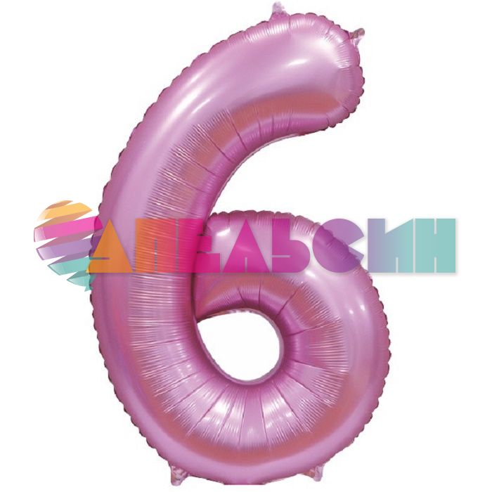 Шар цифра Розовый Е40"/102см 6 (Китай) сатин 1207-3277