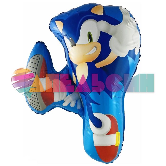 Шар фигура Аниме синий Ежик Соник шагающий FL28"/71см (Китай) 1207-5293 24434