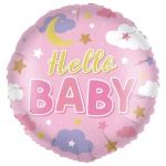 Шар фольга Hello baby Облака малышка FL18"/46см (Китай) круг 23468