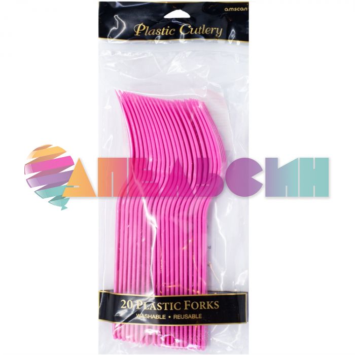 Вилка Розовый Bright Pink 20шт/уп пластик 1502-3243