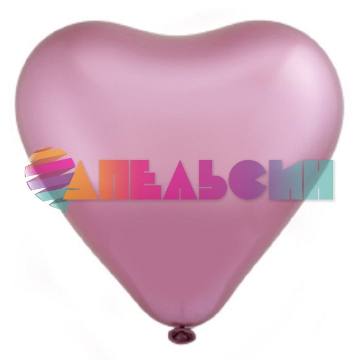 Шар сердце хром Розовый Э12"/30см 50шт/уп (Малайзия) 1105-0373