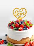 Топпер LOVE сердце блеск золото 10х16см дерево 10092456