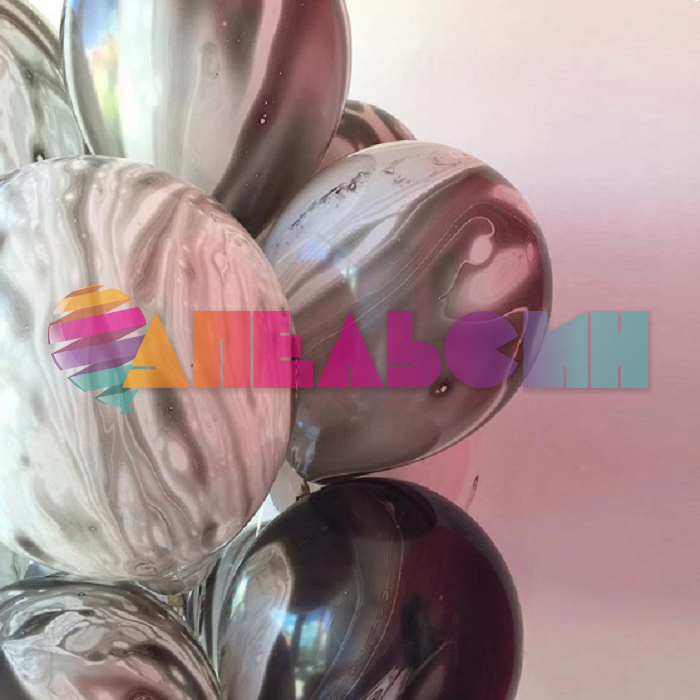 Шар латекс Агат черный Black Marble 12"/30см 50шт/уп (Китай) 612818