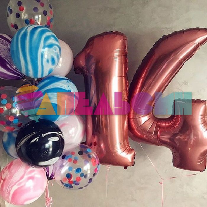 Шар латекс Агат черный Black Marble 12"/30см 50шт/уп (Китай) 612818