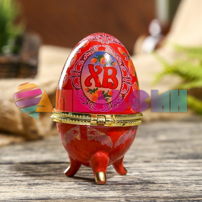 Шкатулка Яйцо Святые на красном 4,7х7,5см 433660