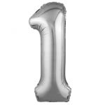 Шар цифра Серебро AG40"/102см 1 Slim (Россия) 754467