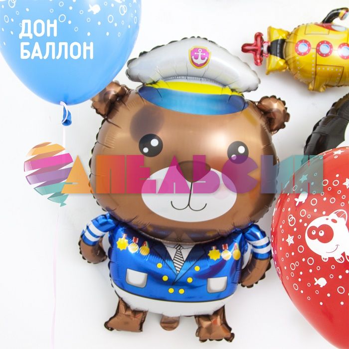 Шар фигура Мишка капитан FL34"/86см (Китай) 190915-СТОК