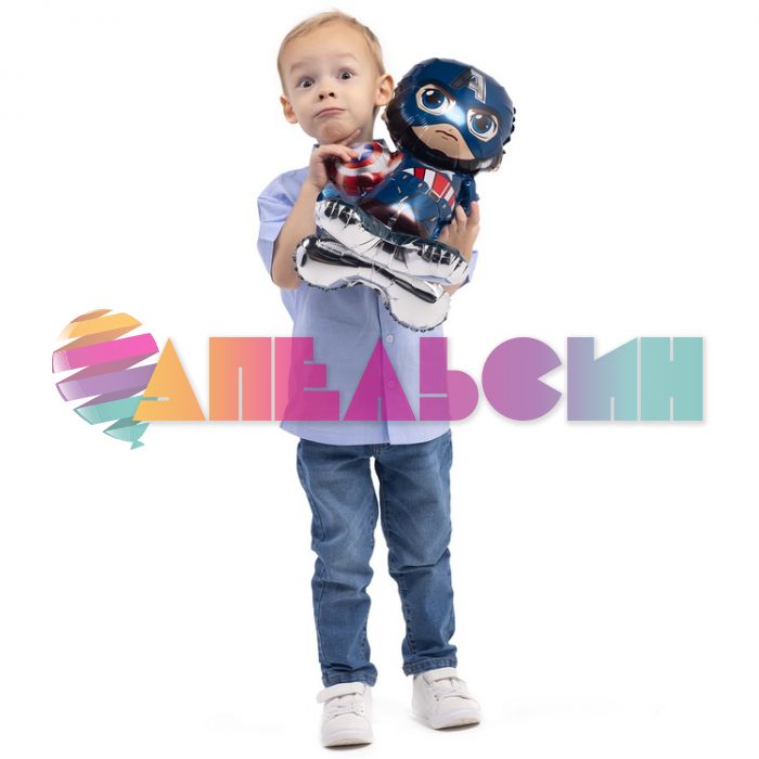Шар ХОД Капитан Америка Е23"/58см на подставке (Китай) воздух 1208-0769