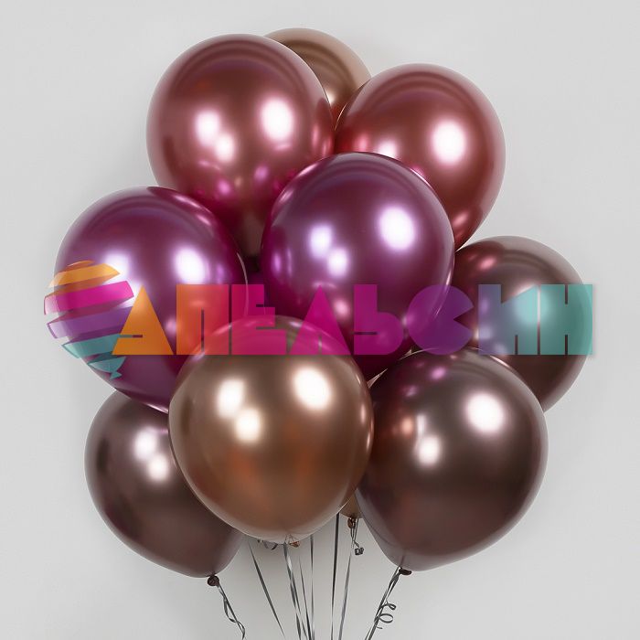 Шар хром Коричневый Д12"/30см Трюфель 50шт/уп (Китай) 611116