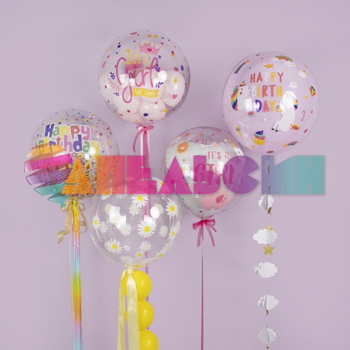 Шар сфера It`s a girl на прозрачном FL18"/46см (Китай) 518008