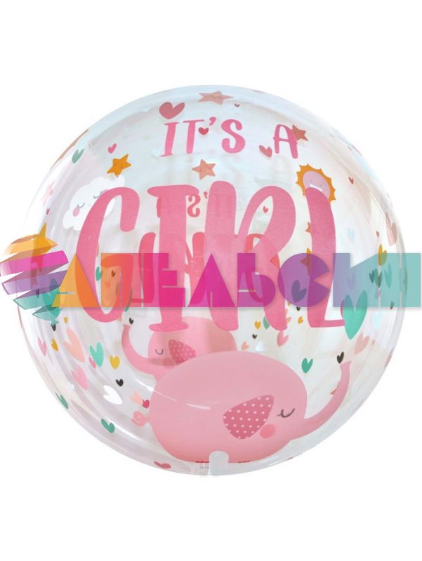 Шар сфера It`s a girl на прозрачном FL18"/46см (Китай) 518008