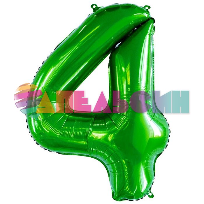 Шар цифра Зеленый FL34"/86см 4 Slim (Китай) 130024